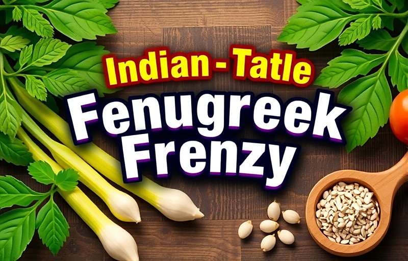 Fenugreek Frenzy Official Cover Fenugreek Frenzy game cover featuring vibrant fenugreek leaves and seeds with traditional Indian kitchen elements