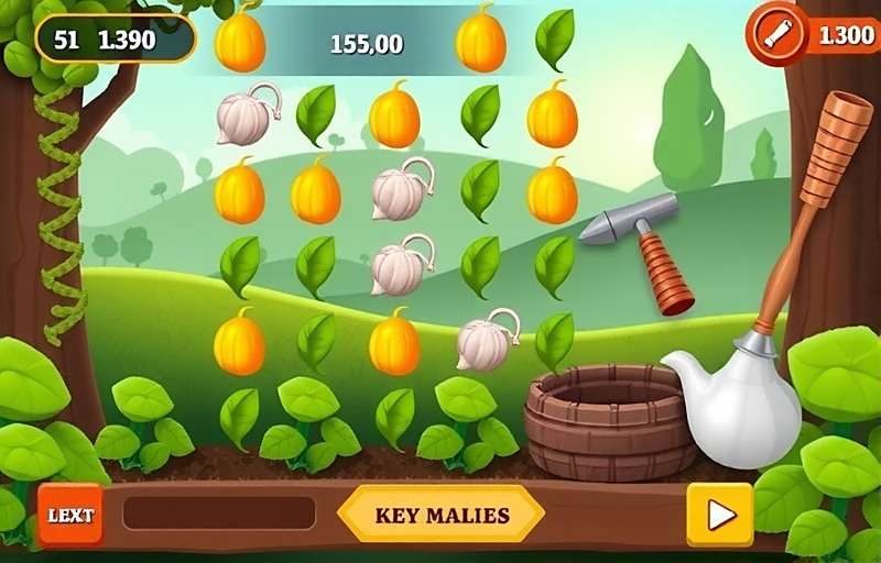 Fenugreek Frenzy Gameplay Fenugreek Frenzy gameplay showing matching mechanics with fenugreek leaves, seeds and farming tools